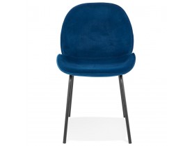 Chaise vintage 'MAGALY' en velours bleu et pieds en métal noir