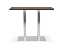 Table haute design 'MAMBO BAR' en bois finition Noyer avec pied en métal brossé - 150x70 cm