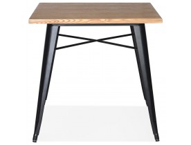 Table carrée style industriel 'MARCUS' en bois clair et pieds en métal noir - 76x76 cm