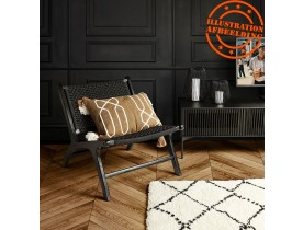 Fauteuil lounge 'MARIANO' en bois de Teck et corde recyclé noir