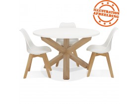 Table ronde design 'MARVEL' blanche et chêne massif - Ø 120 cm