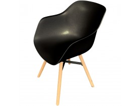 Chaise avec accoudoirs 'MELIS' noire avec pieds en métal et bois naturel