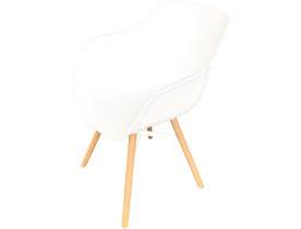 Chaise avec accoudoirs 'MELIS' blanche avec pieds en métal et bois naturel