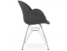 Chaise moderne 'ORIGAMI' en tissu gris foncé avec pieds en métal chromé