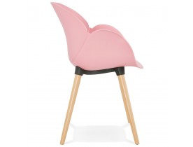 Chaise design scandinave 'PICATA' rose avec pieds en bois