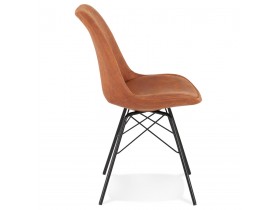 Chaise design 'ROYAL' en microfibre brune et pieds en métal noir