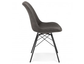 Chaise design 'ROYAL' en microfibre grise et pieds en métal noir