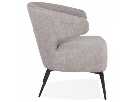 Fauteuil lounge design 'SOTO' en tissu gris et pieds en métal noir