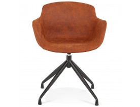 Chaise design avec accoudoirs 'SOUND' en microfibre brune