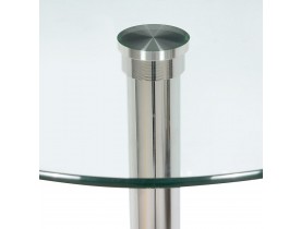 Table de bar haute 'TAKI' en verre avec pied chromé