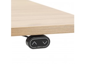 Bureau ergonomique électrique 'TRONIK' noir avec plateau en bois finition naturelle - 160x80 cm