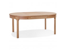 Table de salle à manger ronde extensible 'VINUS' en bois finition naturelle - Ø 120(180)x120 cm