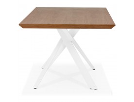 Table à diner 'WALABY' en bois finition Noyer avec pied central en x blanc - 200x100 cm