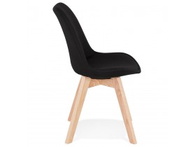 Chaise scandinave 'WILLY' en tissu noir avec pieds en bois finition naturelle