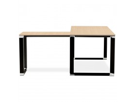 Bureau d'angle design 'XLINE' en bois finition naturelle et métal noir (angle au choix)  - 160 cm
