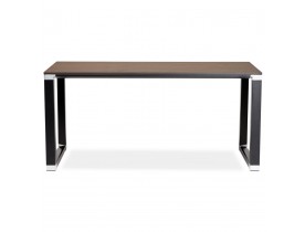 Bureau droit design 'XLINE' en bois finition Noyer et métal noir - 160x80 cm