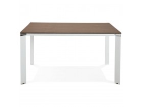 Table de réunion / bureau bench 'XLINE SQUARE' en bois finition Noyer et métal blanc - 140x140 cm