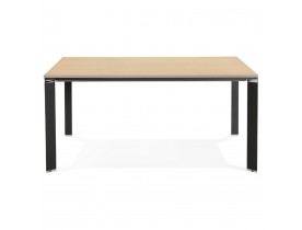 Table de réunion / bureau bench 'XLINE SQUARE' en bois finition naturelle et métal noir - 160x160 cm