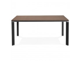 Table de réunion / bureau bench 'XLINE SQUARE' en bois finition Noyer et métal noir - 160x160 cm