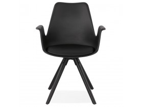 Chaise avec accoudoirs 'ZALIK' noire avec pieds en bois noir