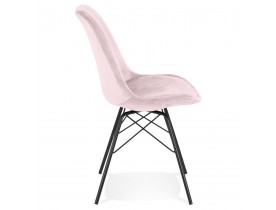 Chaise design 'ZAZY' en velours rose et pieds en métal noir