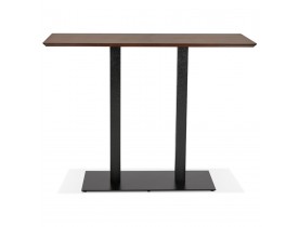 Table haute design 'ZUMBA BAR' en bois finition Noyer avec pied en métal noir - 150x70 cm