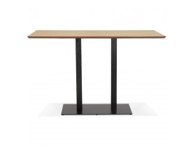 Table haute design 'ZUMBA BAR' en bois finition naturelle avec pied en métal noir - 180x90 cm