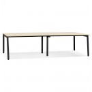 Double bureau bench / table de réunion 'AMADEUS' en bois finition naturelle et métal noir - 280x140 cm