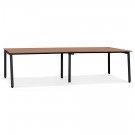 Double bureau bench / table de réunion 'AMADEUS' en bois finition Noyer et métal noir - 280x140 cm