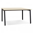 Table de réunion / bureau bench 'AMADEUS SQUARE' en bois finition naturelle et métal noir - 140x140 cm