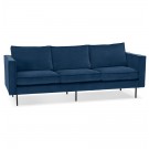 Canapé droit design 'BANDY' en velours bleu pétrole - canapé 3 places