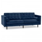 Grand canapé droit 'DELYA XL' en velours bleu foncé - Canapé 3 places
