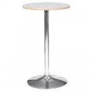 Table haute ronde 'ELIOT ROUND' blanche avec un pied en métal chromé - Ø 60 cm