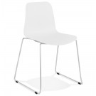 Chaise moderne 'EXPO' blanche avec pieds en métal chromé