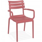Chaise de jardin avec accoudoirs 'FLORA' rouge en matière plastique