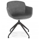 Chaise design avec accoudoirs 'GRAPIN' en velours gris