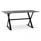 Table à diner / bureau design avec pieds en croix 'HAVANA' en verre noir - 160x80 cm