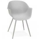 Chaise à accoudoirs 'KELLY' grise design