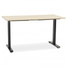Bureau droit assis/debout 'LIVELLO' en bois finition naturelle et métal noir - 140x70 cm