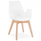 Chaise avec accoudoirs 'MISTRAL' blanche style scandinave