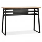 Table de bar haute 'NIKI' en bois finition naturelle et pied en métal noir - 150x60 cm