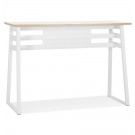 Table de bar haute 'NIKI' bois et métal blanc - 150x60 cm