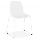 Chaise design 'NUMERIK' blanche avec pieds en métal blanc