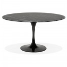 Table à manger design 'SHADOW' ronde noire en verre effet marbre - Ø 140 CM