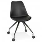 Chaise de bureau sur roulettes 'SKIN' noire avec structure en métal noir