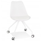 Chaise de bureau sur roulettes 'SKIN' blanche avec structure en métal blanc