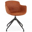 Chaise design avec accoudoirs 'SOUND' en microfibre brune