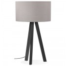 Lampe à poser design 'SPRING MINI' avec abat-jour gris et trépied noir