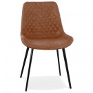 Chaise design 'TAICHI' en microfibre brune et pieds en métal noir