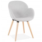 Chaise design scandinave 'TAPIOCA' en tissu gris clair